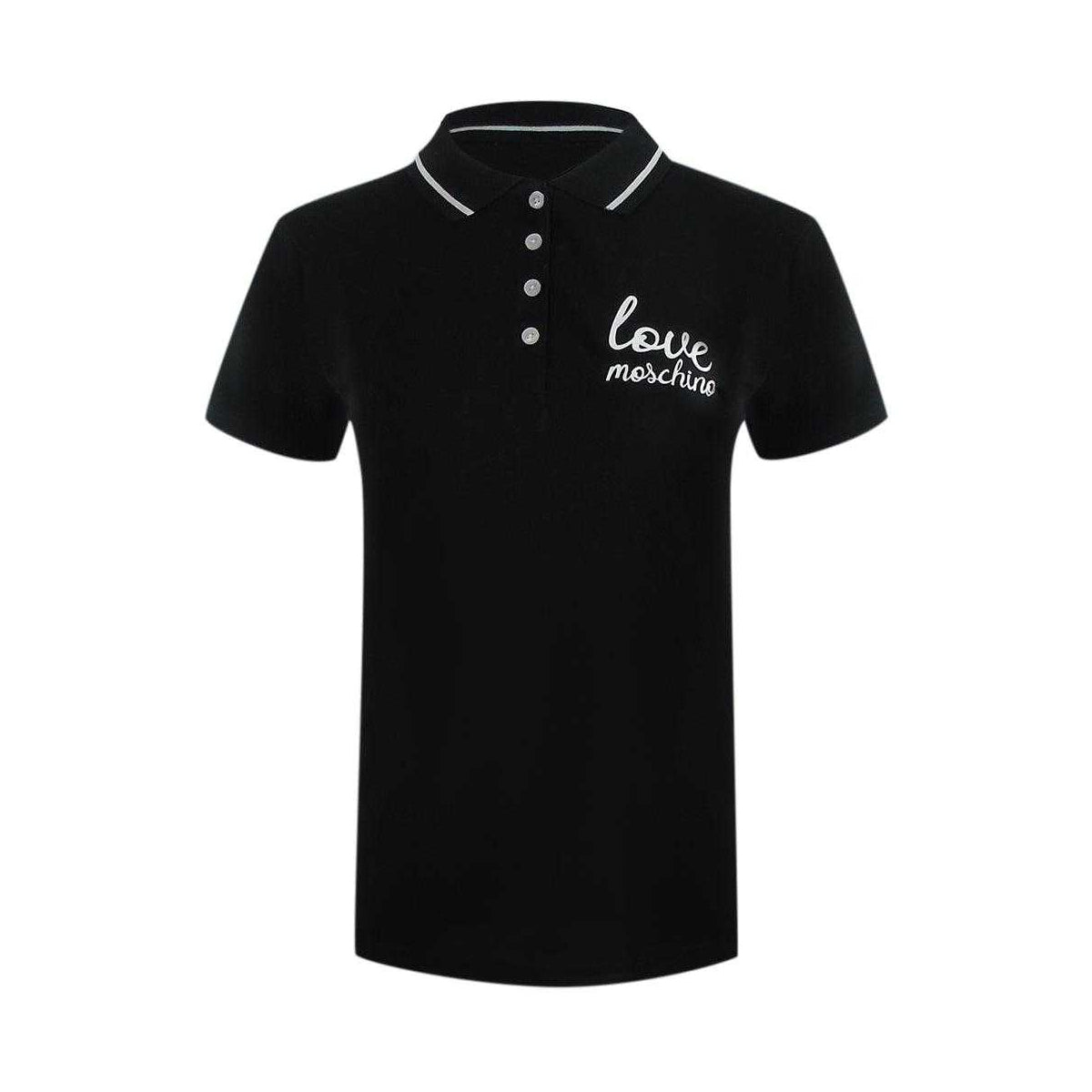 Black - Front - Love Moschino Womens-Ladies Embroidered Logo Polo Shirt