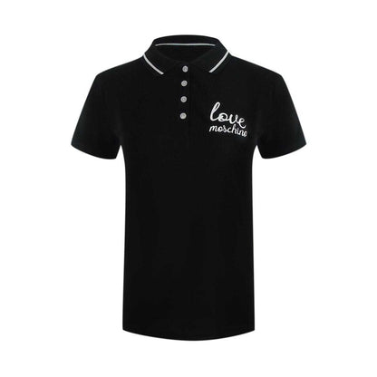 Black - Front - Love Moschino Womens-Ladies Embroidered Logo Polo Shirt