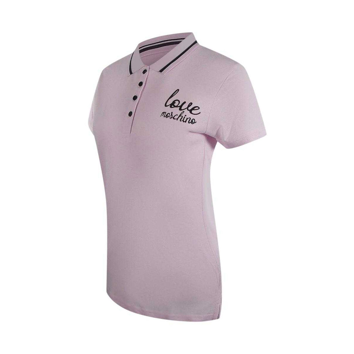 Pink - Side - Love Moschino Womens-Ladies Embroidered Logo Polo Shirt