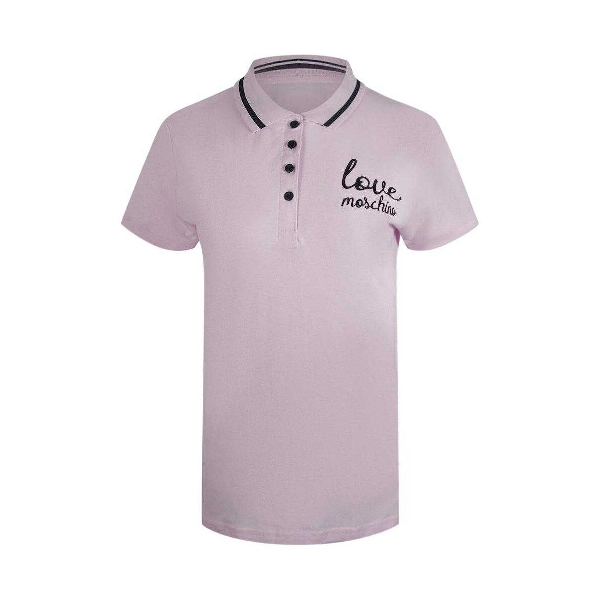 Pink - Front - Love Moschino Womens-Ladies Embroidered Logo Polo Shirt