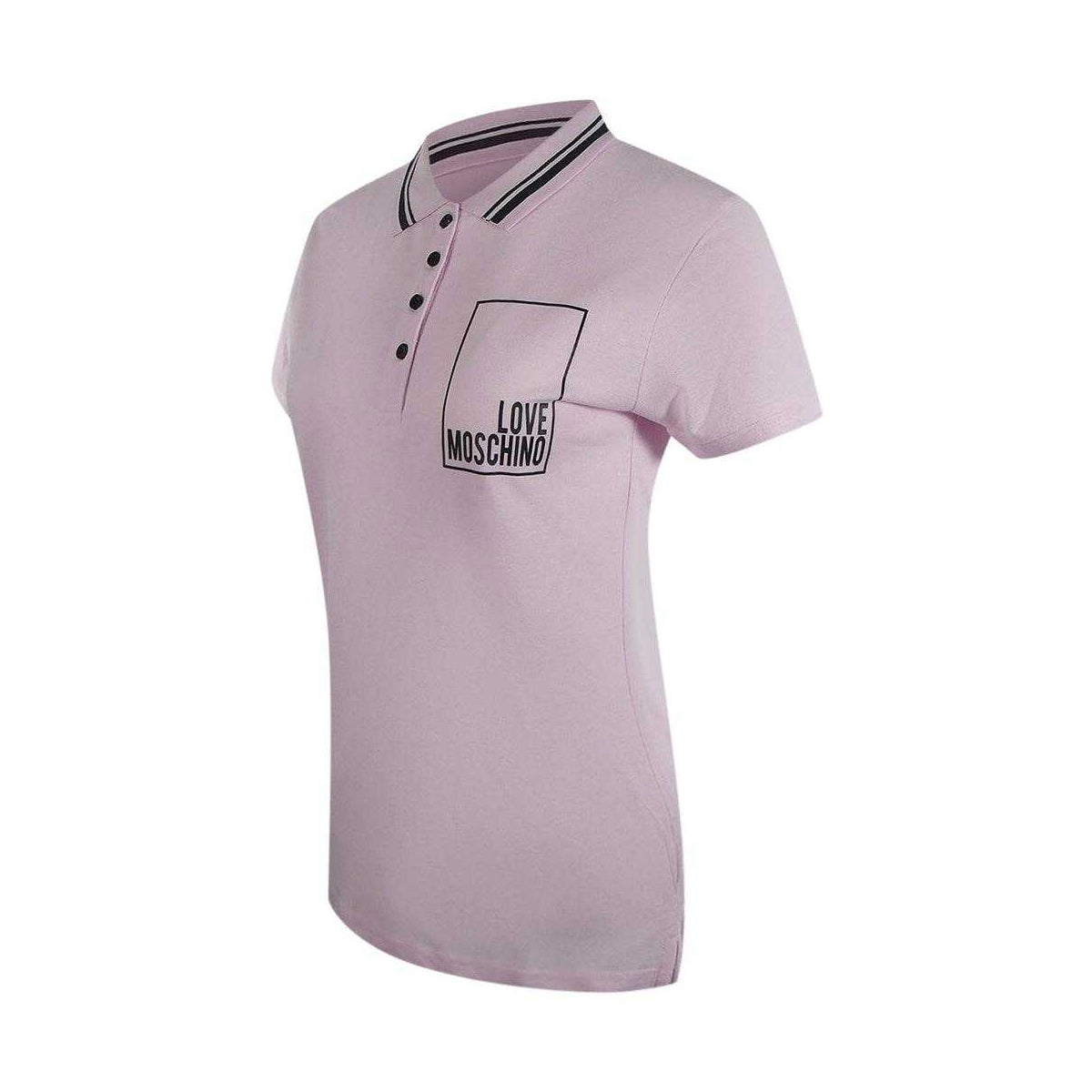 Pink - Side - Love Moschino Womens-Ladies Love Cotton Polo Shirt