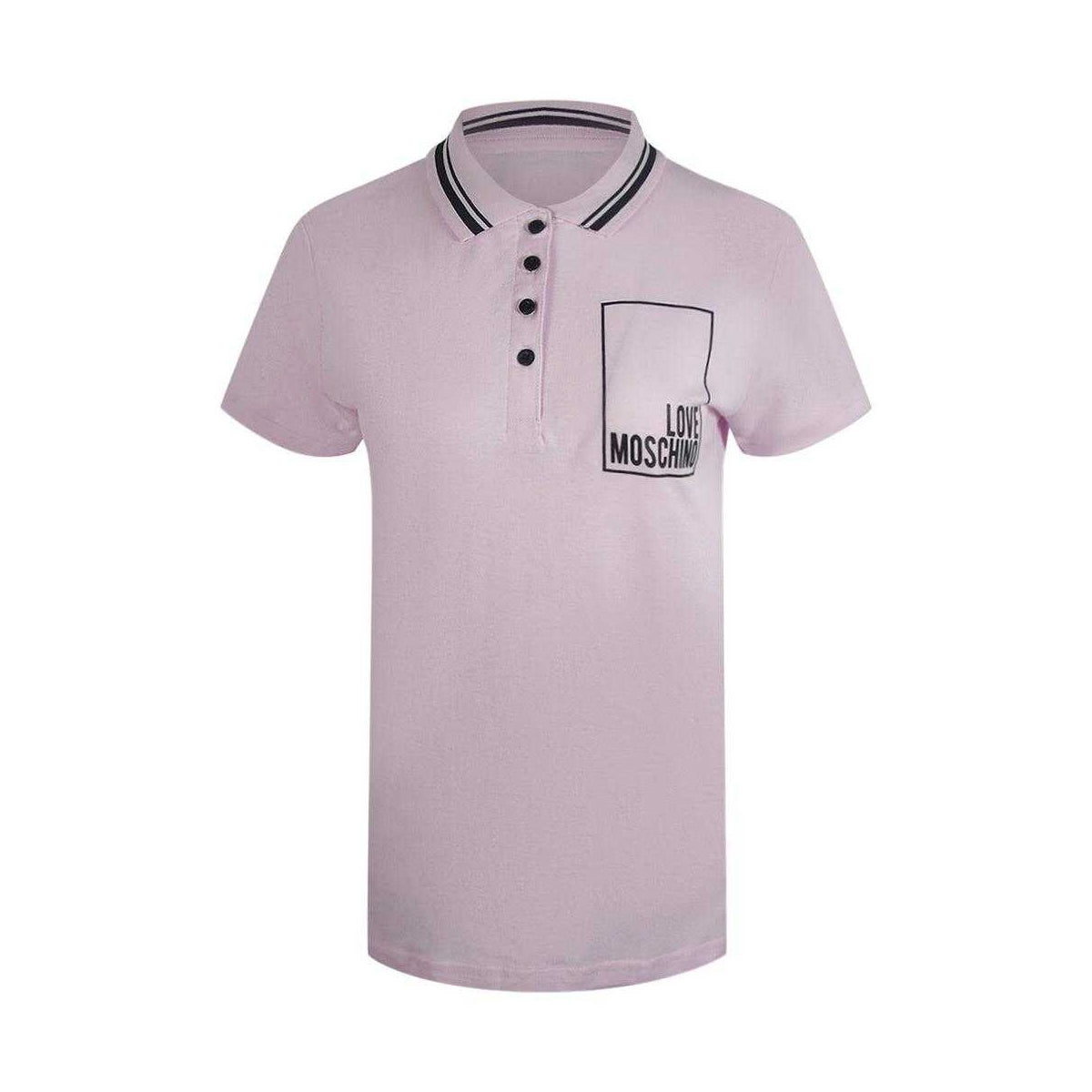 Pink - Front - Love Moschino Womens-Ladies Love Cotton Polo Shirt