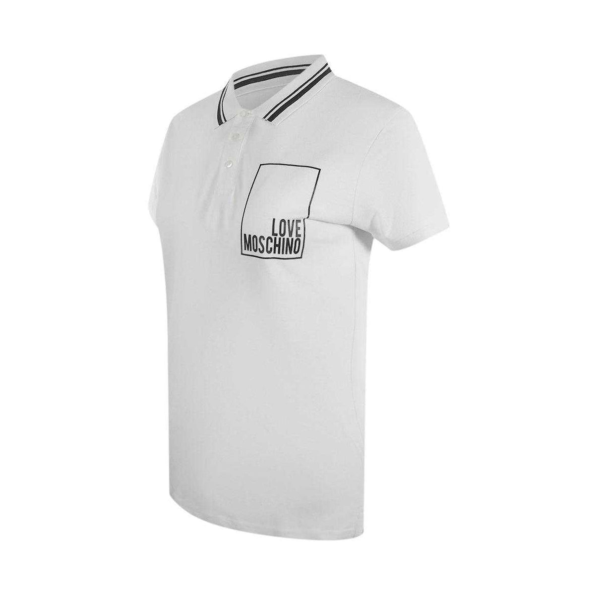 White - Side - Love Moschino Mens Cotton Polo Shirt