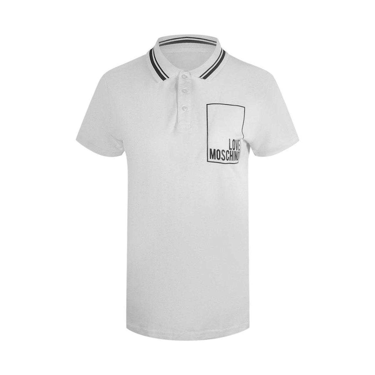 White - Front - Love Moschino Mens Cotton Polo Shirt