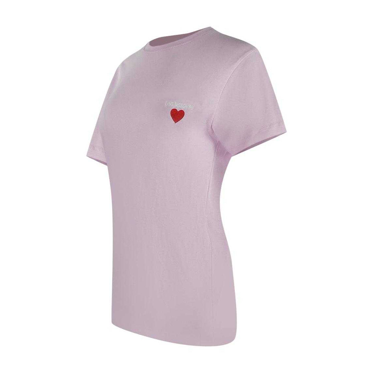 Pink - Side - Love Moschino Womens-Ladies Love Heart T-Shirt