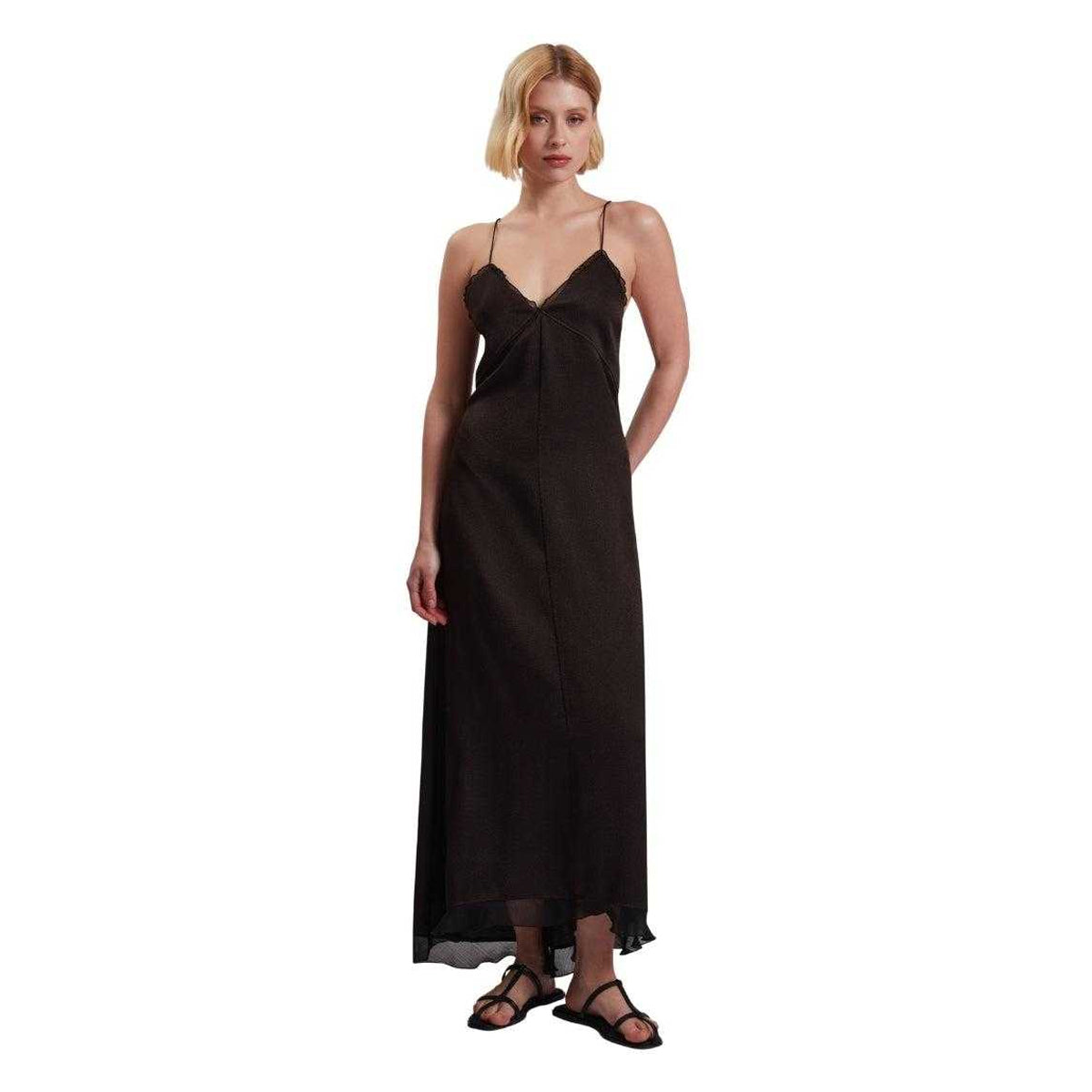 Black - Side - Ted Baker Womens-Ladies Mylra Frill Detail Slip Dress