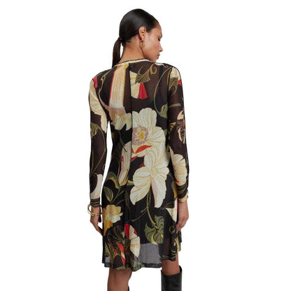 Black - Back - Ted Baker Womens-Ladies Floral Mesh Long-Sleeved Midi Dress