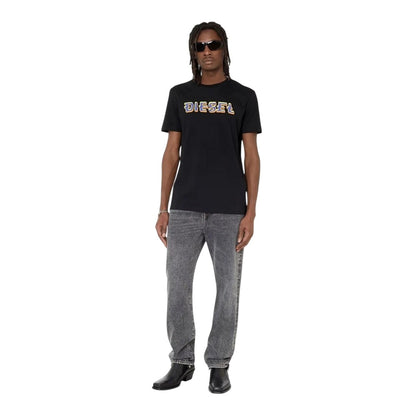 Black - Close up - Diesel Unisex Adult Pixel Logo T-Shirt