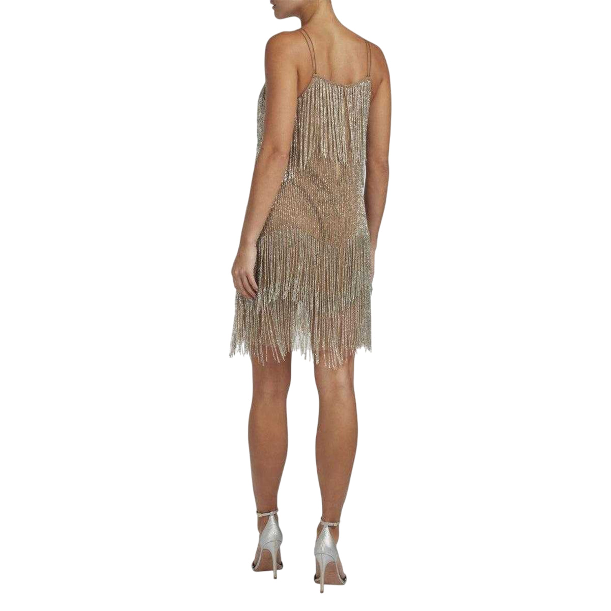 Nude Pink - Back - Ted Baker Womens-Ladies Diveria Rhinestone Fringe Mini Dress