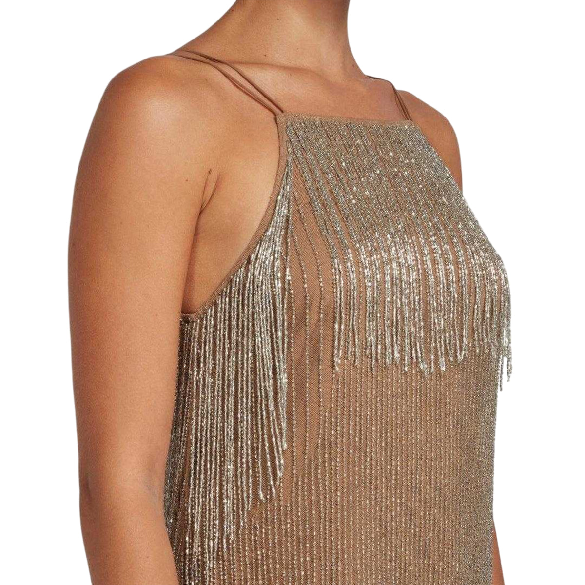 Nude Pink - Lifestyle - Ted Baker Womens-Ladies Diveria Rhinestone Fringe Mini Dress
