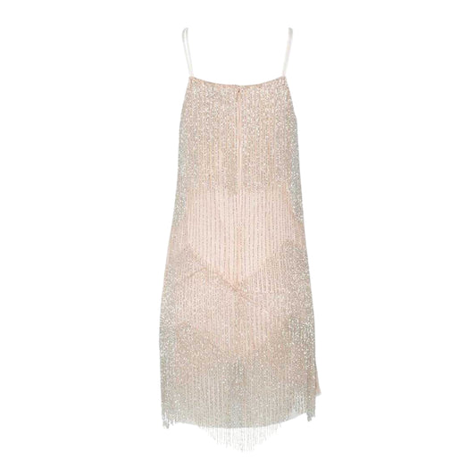 Nude Pink - Front - Ted Baker Womens-Ladies Diveria Rhinestone Fringe Mini Dress