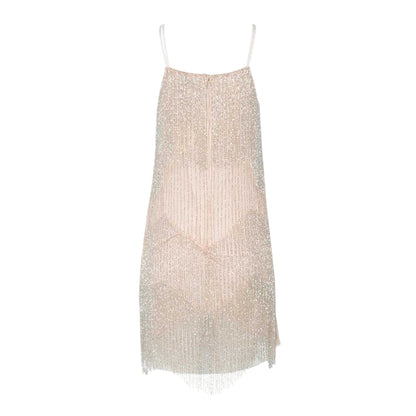 Nude Pink - Front - Ted Baker Womens-Ladies Diveria Rhinestone Fringe Mini Dress