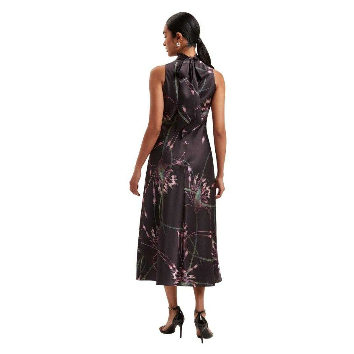 Black - Back - Ted Baker Womens-Ladies Anuta Printed Cowl Neck Midi Dress