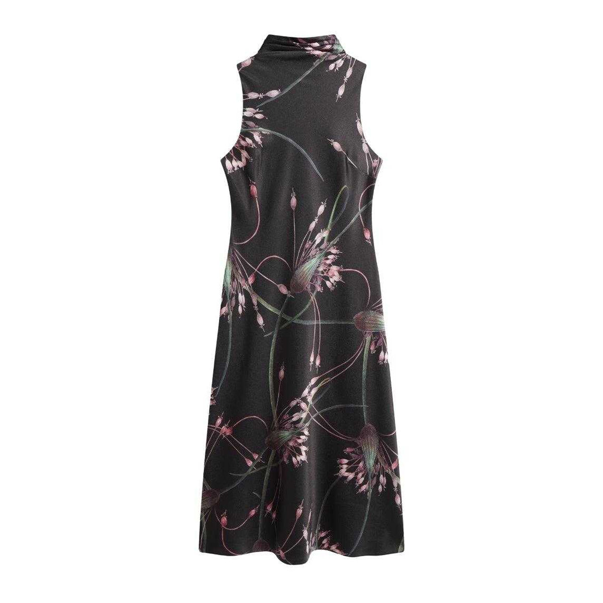 Black - Front - Ted Baker Womens-Ladies Anuta Printed Cowl Neck Midi Dress