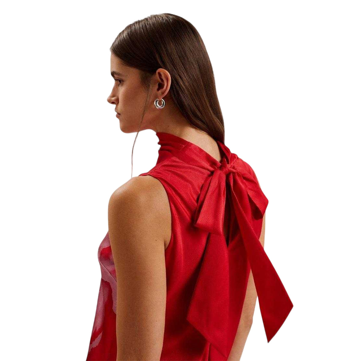 Red - Lifestyle - Ted Baker Womens-Ladies Aliara Floral Cowl Neck Midi Dress