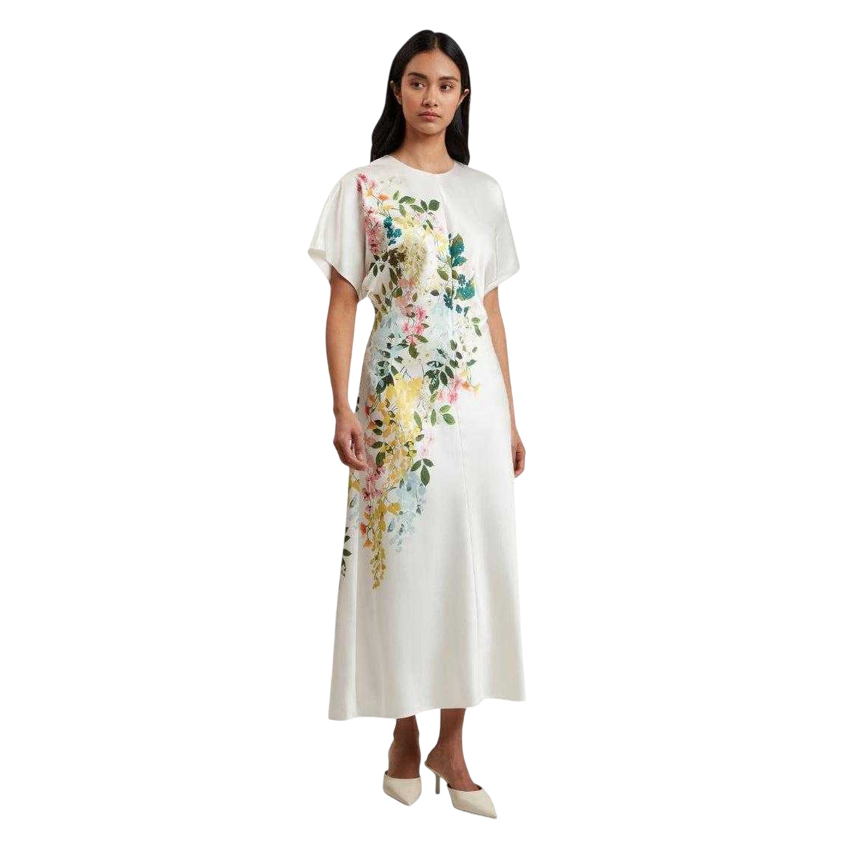 Ivory - Side - Ted Baker Womens-Ladies Myzan Column Slouch Dress