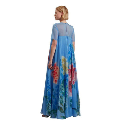 Mid Blue - Back - Ted Baker Womens-Ladies Marie Capped Sleeved Maxi Dress
