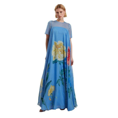 Mid Blue - Side - Ted Baker Womens-Ladies Marie Capped Sleeved Maxi Dress