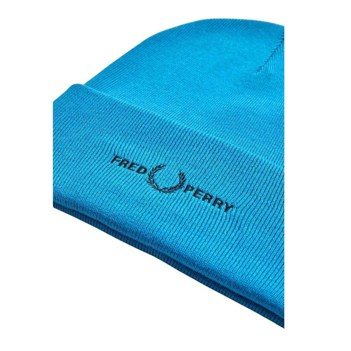 Cyber Blue - Side - Fred Perry Embroidered Logo Beanie