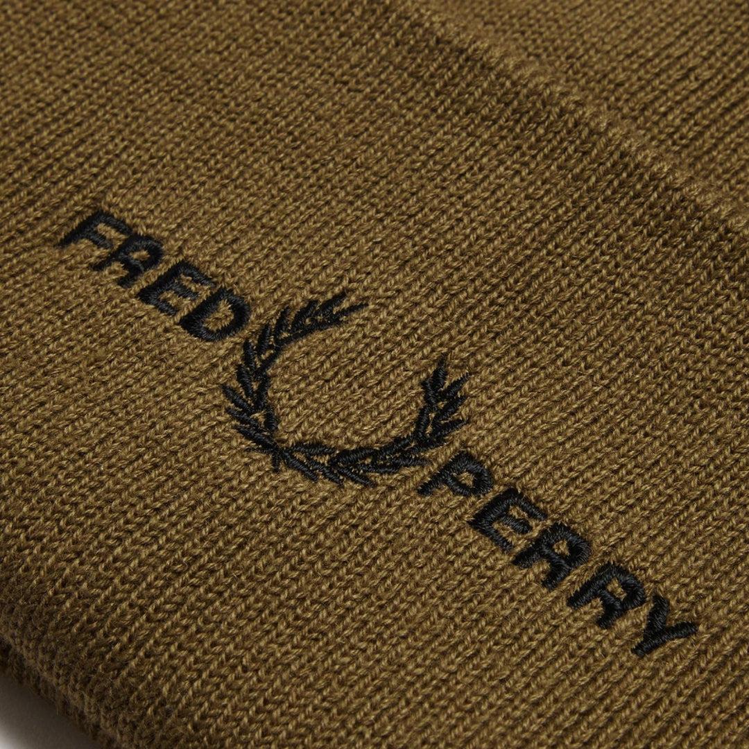 Shaded Stone Brown - Side - Fred Perry Embroidered Logo Beanie