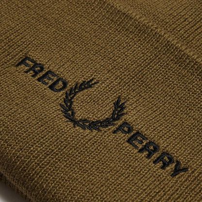 Shaded Stone Brown - Side - Fred Perry Embroidered Logo Beanie