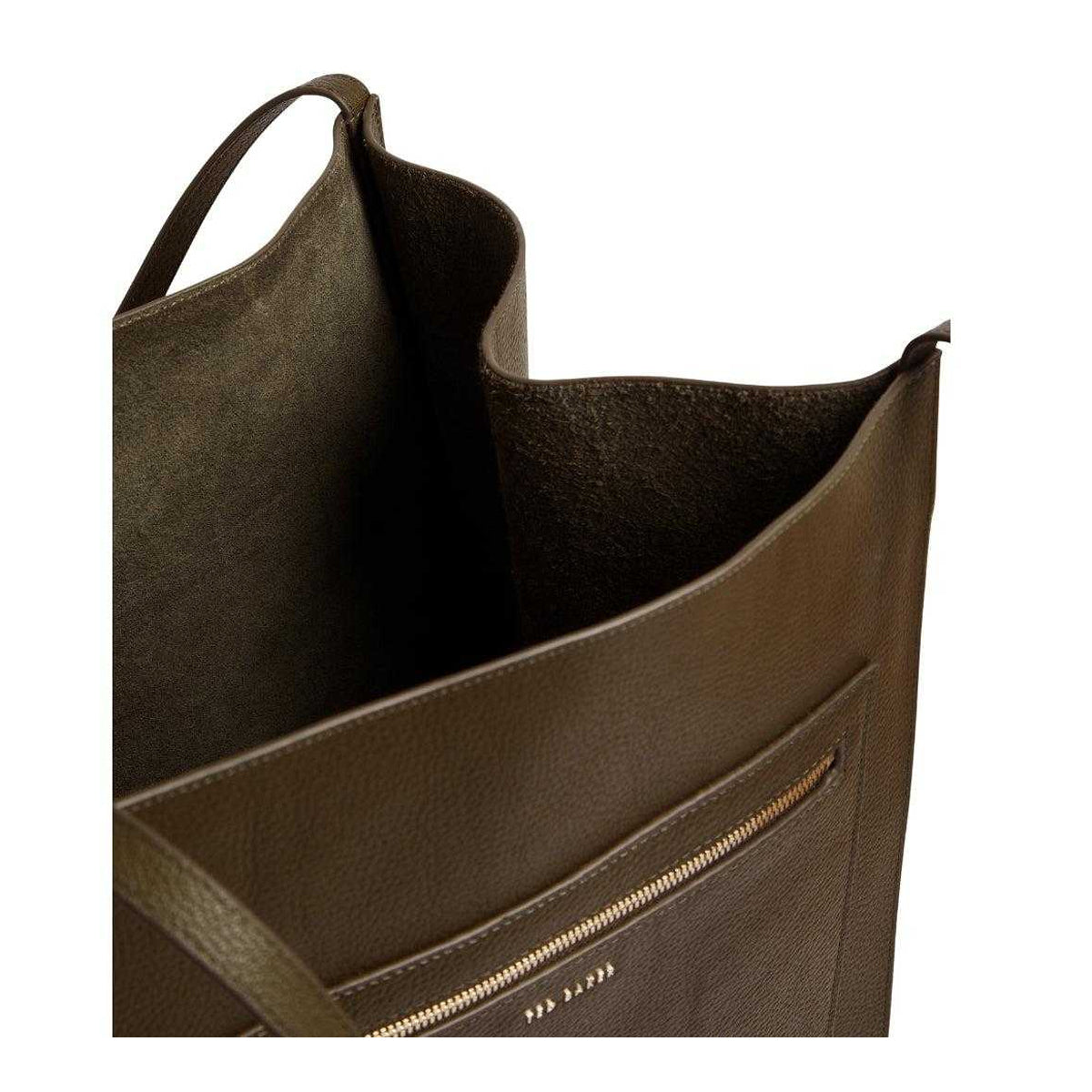 Khaki Green - Lifestyle - Ted Baker Plain Leather Slouch Tote Bag