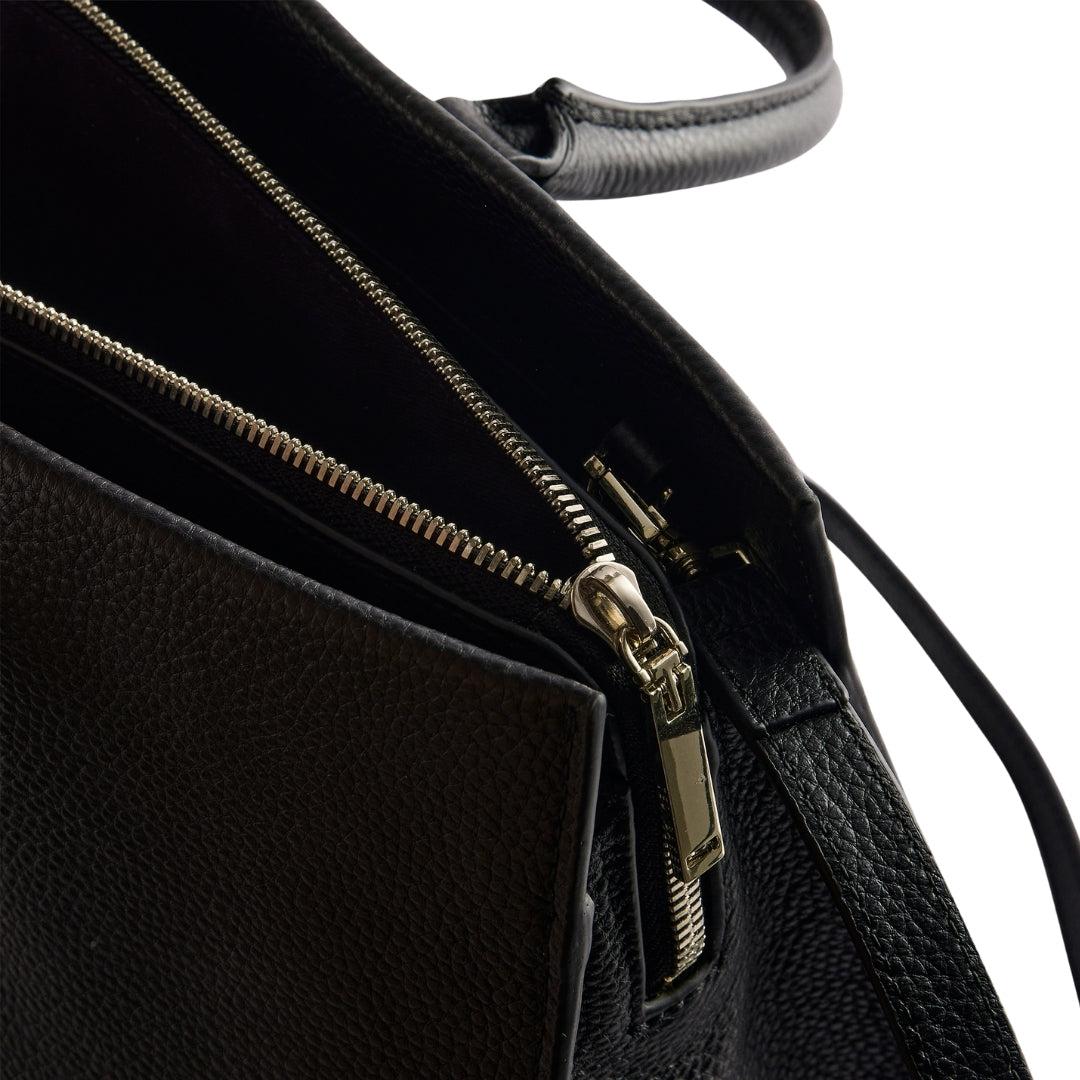 Medium Black - Back - Ted Baker Rosane Logo Bovine Leather Tote Bag