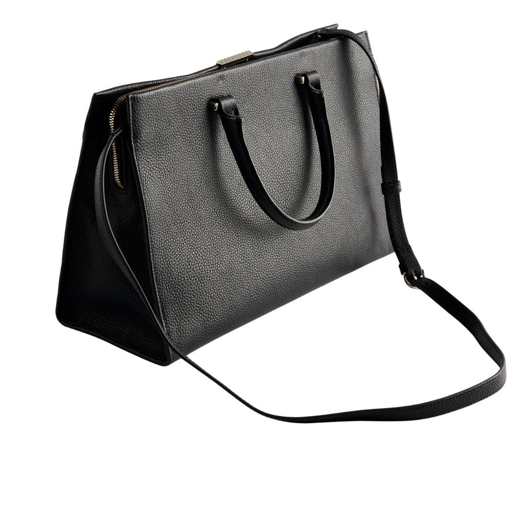 Medium Black - Side - Ted Baker Rosane Logo Bovine Leather Tote Bag