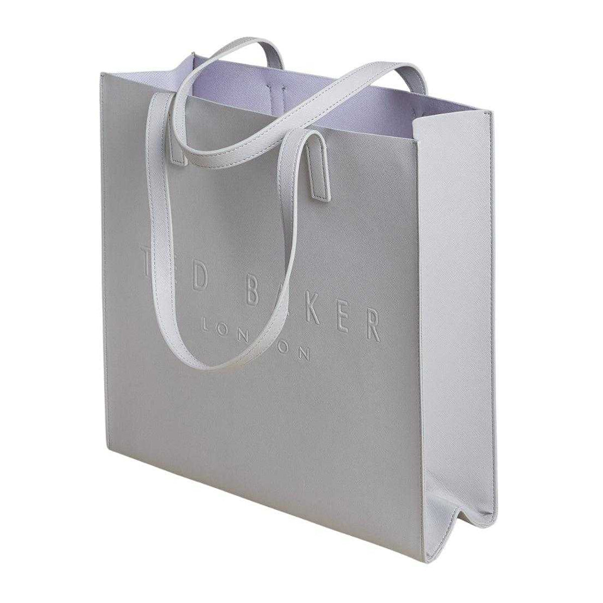 Light Grey - Back - Ted Baker Crosshatch Logo Tote Bag