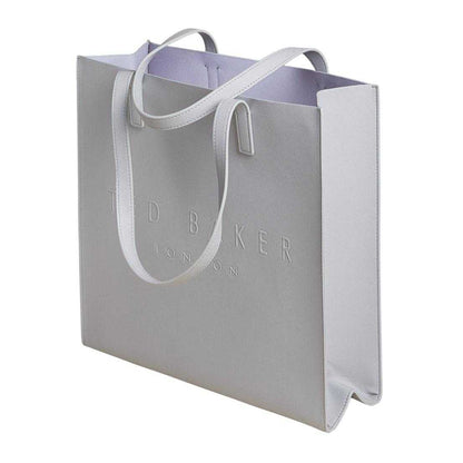 Light Grey - Back - Ted Baker Crosshatch Logo Tote Bag