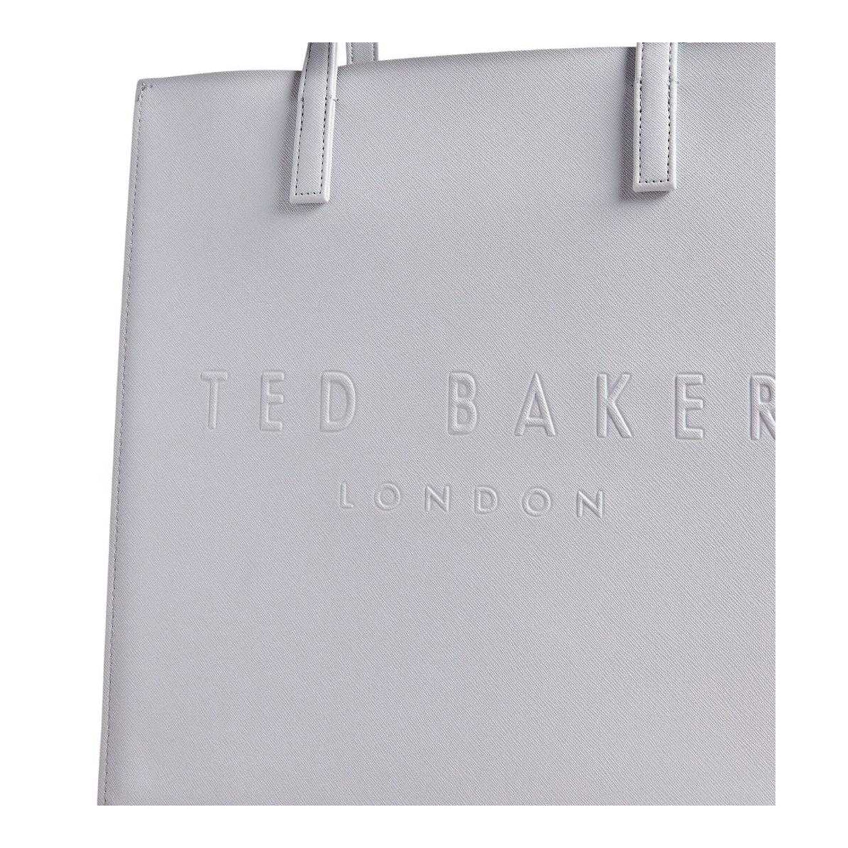 Light Grey - Side - Ted Baker Crosshatch Logo Tote Bag