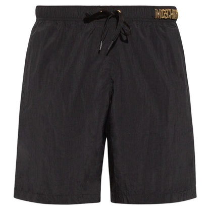 Black - Front - Moschino Mens Metal Logo Swim Shorts