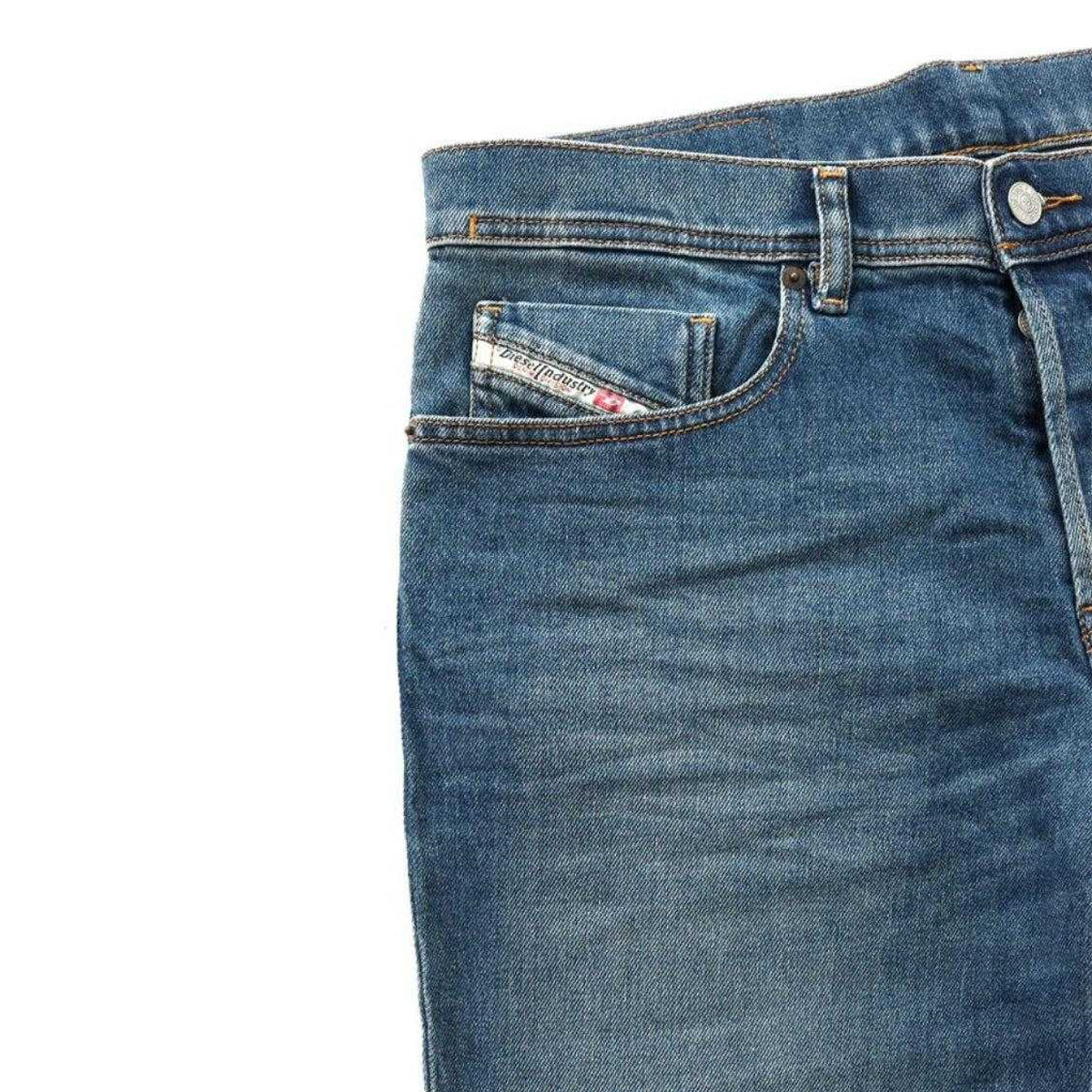 Blue - Side - Diesel Mens 2023 D-Finitive Straight Leg Jeans