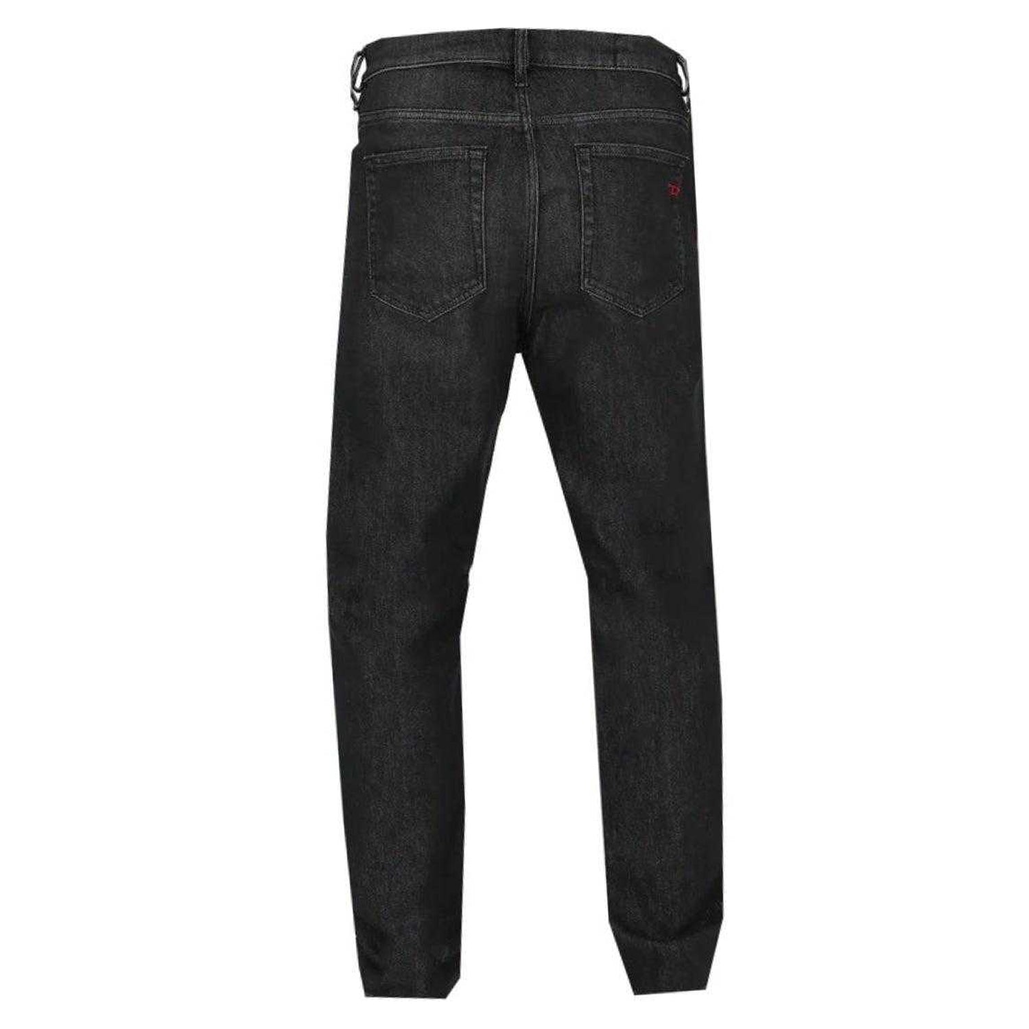 Black - Back - Diesel Mens D-Viker Washed Denim Jeans