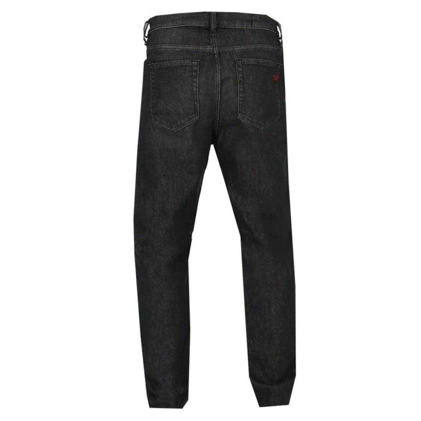 Black - Back - Diesel Mens D-Viker Washed Denim Jeans