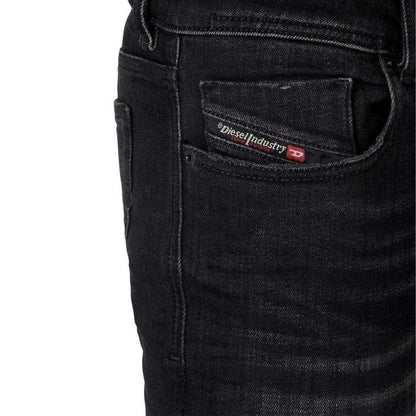 Black - Side - Diesel Mens Sleenker Destroyed Denim Reinforced Jeans