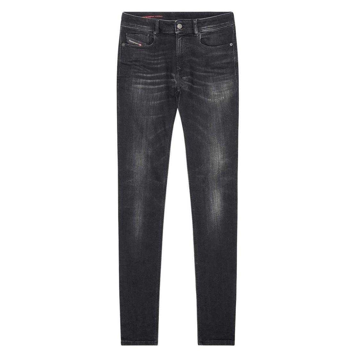 Black - Front - Diesel Mens Sleenker Destroyed Denim Reinforced Jeans