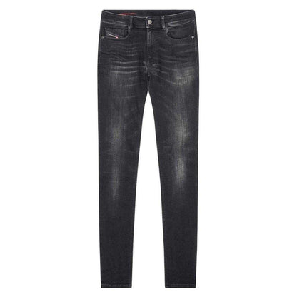 Black - Front - Diesel Mens Sleenker Destroyed Denim Reinforced Jeans