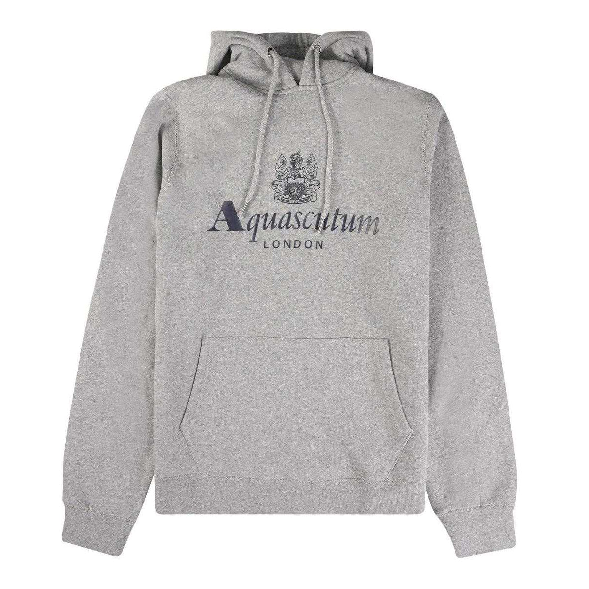 Light Grey - Front - Aquascutum Mens Active Big Logo Hoodie