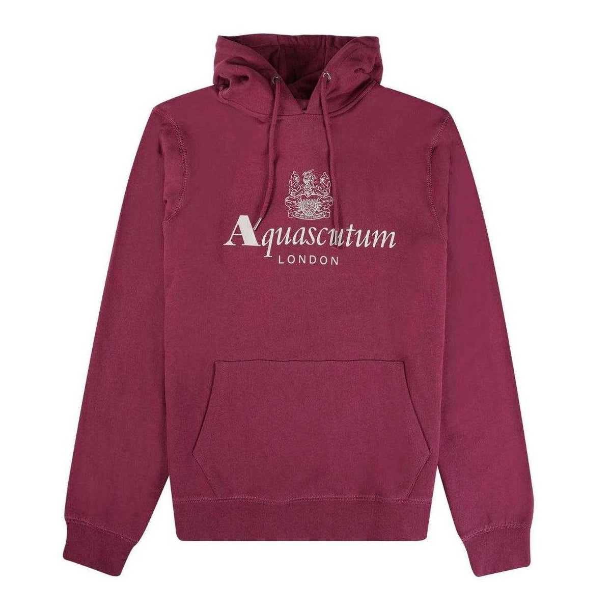 Burgundy - Front - Aquascutum Mens Active Big Logo Hoodie