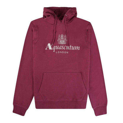 Burgundy - Front - Aquascutum Mens Active Big Logo Hoodie