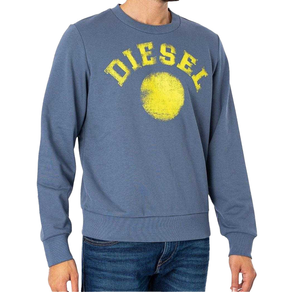 Blue - Side - Diesel Unisex Adult Distressed Dot Logo Sweatshirt