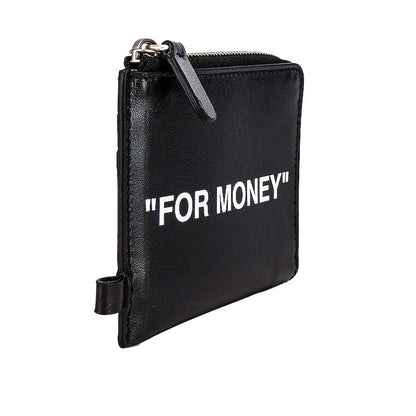 Black - Back - Off White Quote Leather Detachable Chain Wallet