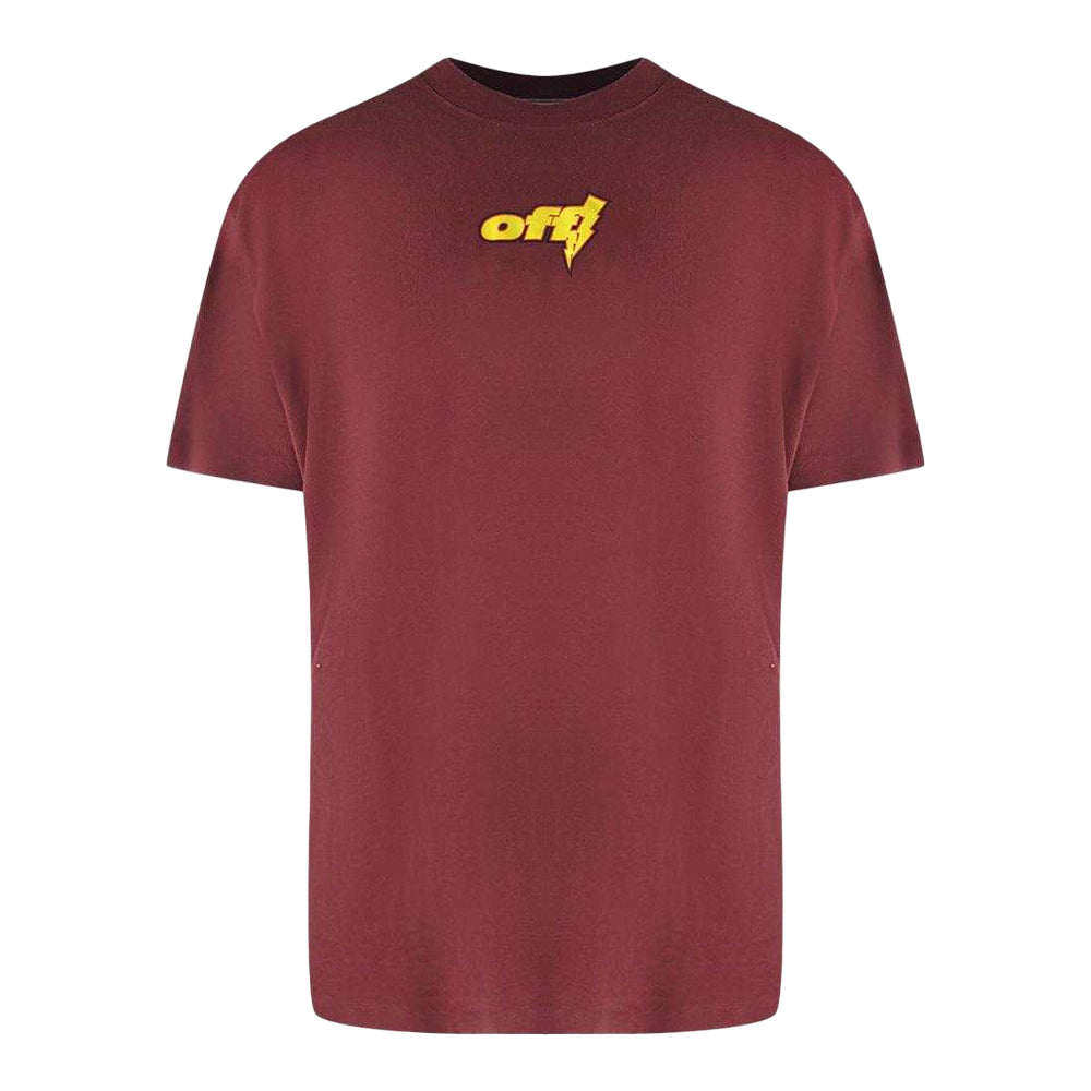 Burgundy - Front - Off White Mens Thunder Oversized T-Shirt