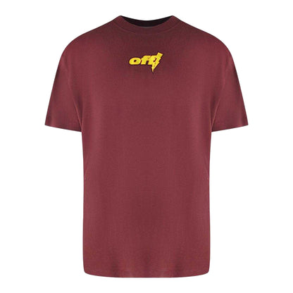 Burgundy - Front - Off White Mens Thunder Oversized T-Shirt