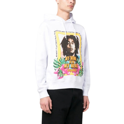 White - Side - DSquared2 Mens Bob Marley Hoodie