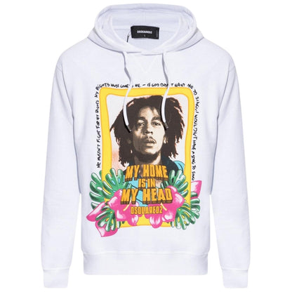 White - Front - DSquared2 Mens Bob Marley Hoodie
