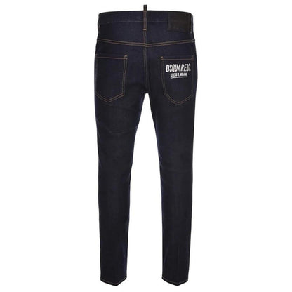 Navy Blue - Back - DSquared2 Mens Italian Address Logo Jeans