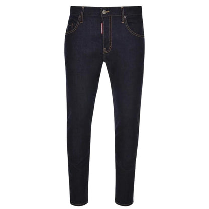 Navy Blue - Front - DSquared2 Mens Italian Address Logo Jeans