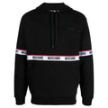 Black - Front - Moschino Mens Branded Tape Hoodie